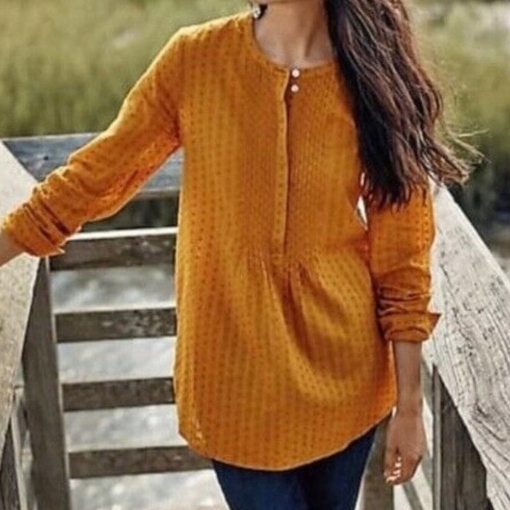 J. Jill Pleated Swiss Dot Cotton Top (PM)